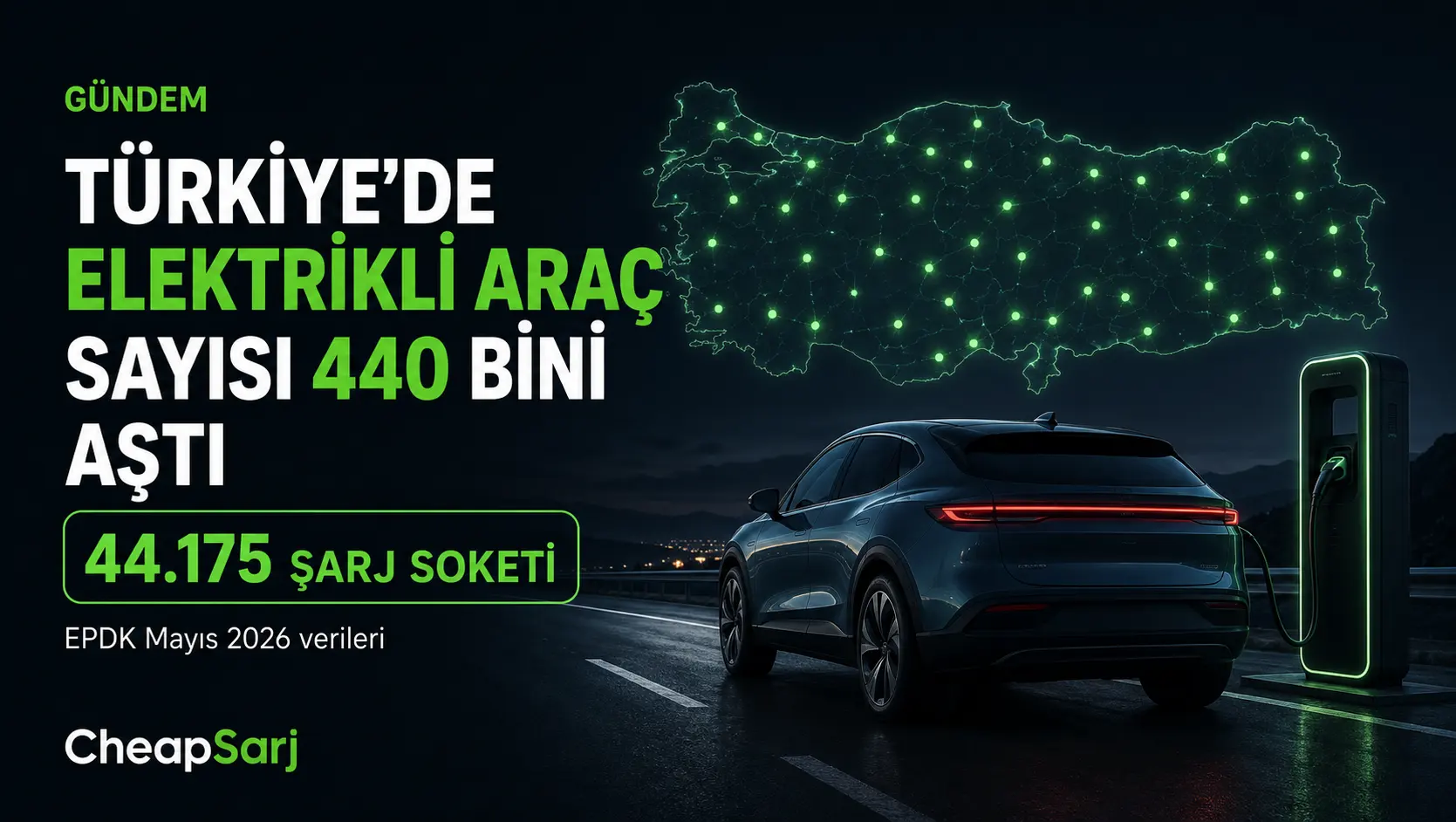 Türkiye'de Elektrikli Araç Sayısı 440 Bini, Şarj Soketi Sayısı 44 Bini Aştı