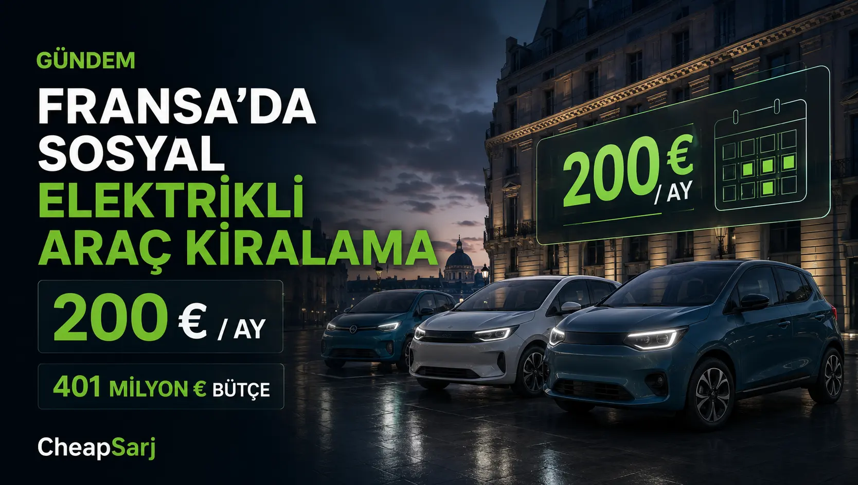 Fransa Elektrikli Araçta Sosyal Kiralamayı Yeniden Başlattı: Aylık Üst Sınır 200 Euro