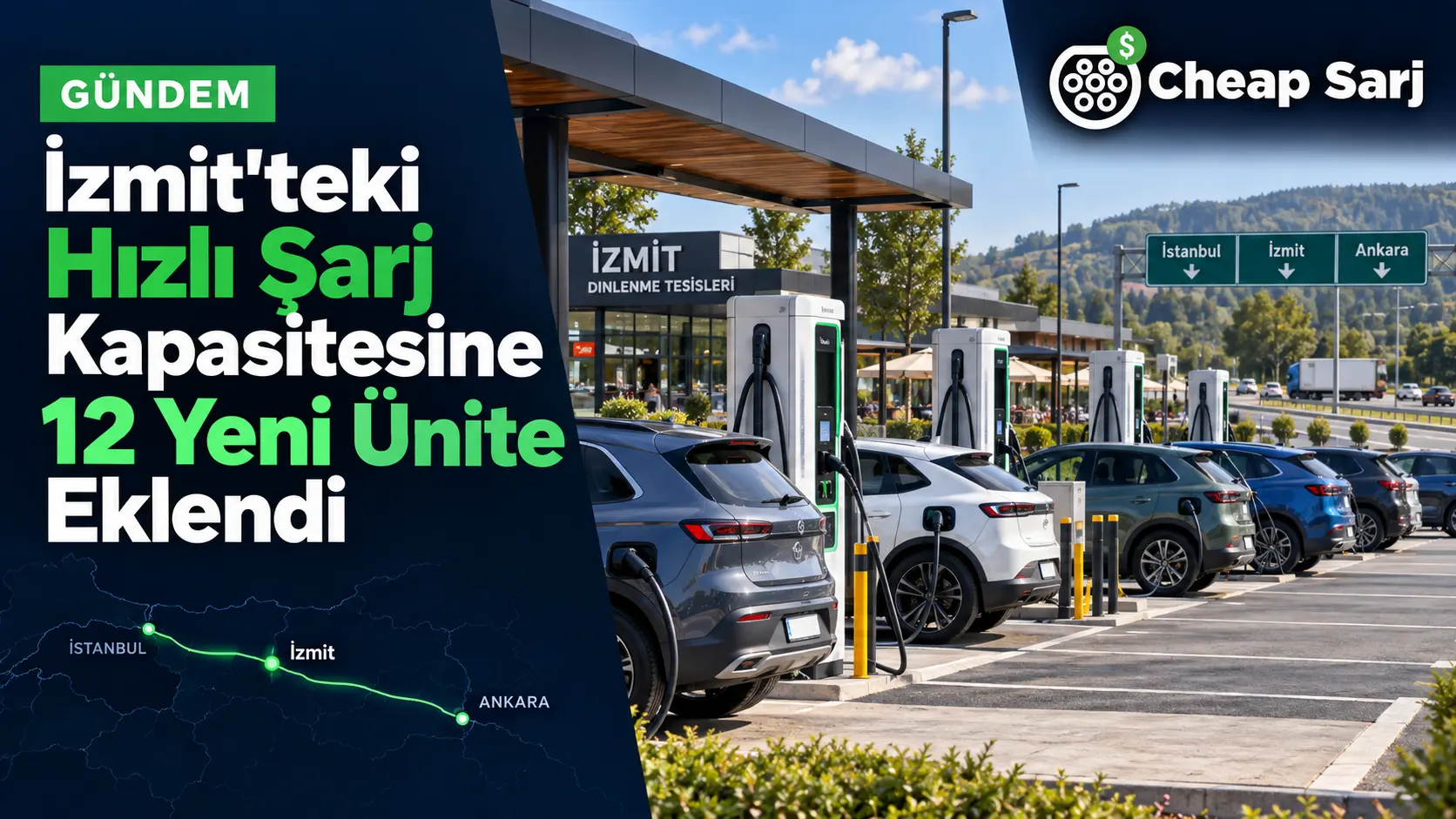 İzmit'teki Hızlı Şarj Kapasitesine 12 Yeni Ünite Eklendi